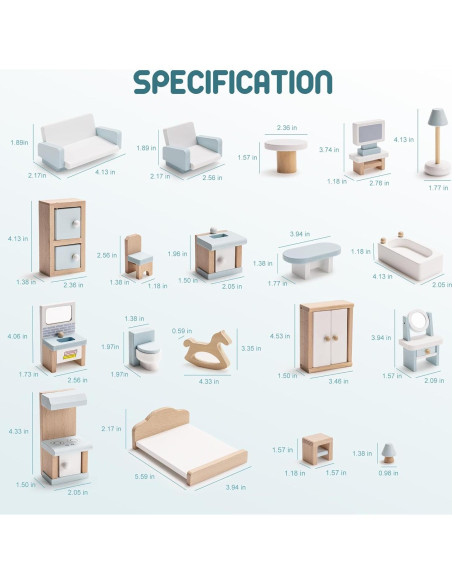 Juego de Muebles de Casa de Muñecas ROBOTIME 23 Piezas