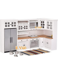 Conjunto de Cocina de Muñecas iLAND 1/12 Madera Blanca 2