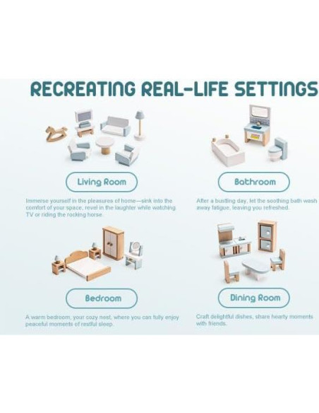 Juego de Muebles de Casa de Muñecas ROBOTIME 23 Piezas