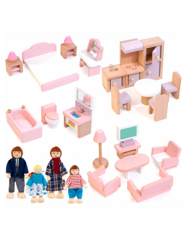 Juego de Muebles de Casa de Muñecas Kizfarm 26 Piezas