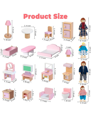 Juego de Muebles de Casa de Muñecas Kizfarm 26 Piezas