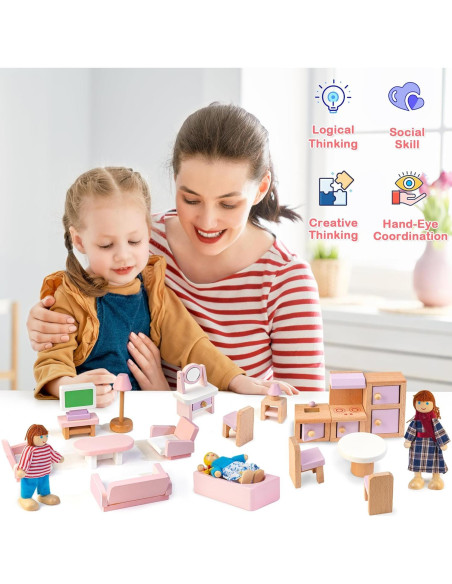 Juego de Muebles de Casa de Muñecas Kizfarm 26 Piezas