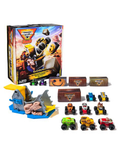 Playset Monster Jam Earthshaker Boneyard Blaster con 10 Camiones