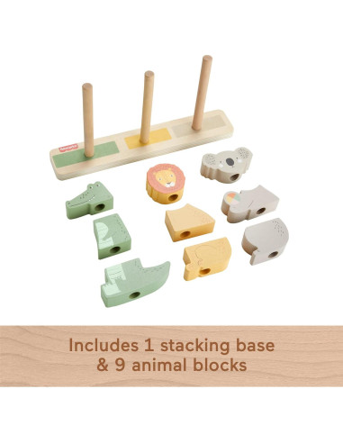 Juguete de Madera Fisher-Price Apila y Clasifica Animales 10 Piezas