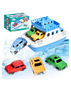 Barco de Juguete FUN LITTLE TOYS con 4 Mini Coches 25 cm