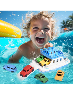 Barco de Juguete FUN LITTLE TOYS con 4 Mini Coches 25 cm 2