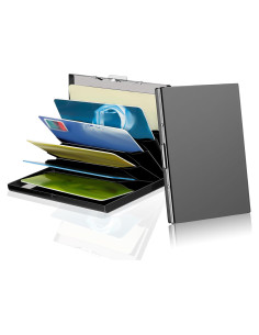 Soporte de Tarjetas de Crédito Metal KYZDZQ 6 Ranuras RFID Negro