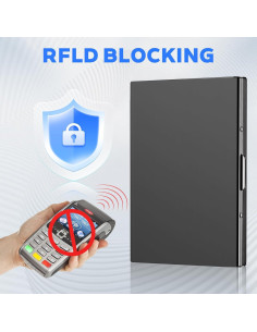 Soporte de Tarjetas de Crédito Metal KYZDZQ 6 Ranuras RFID Negro 2