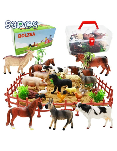 Figuritas de Animales de Granja BOLZRA 53 PCS Juguete Educativo