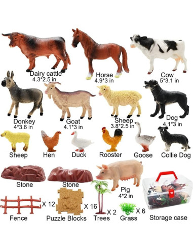 Figuritas de Animales de Granja BOLZRA 53 PCS Juguete Educativo