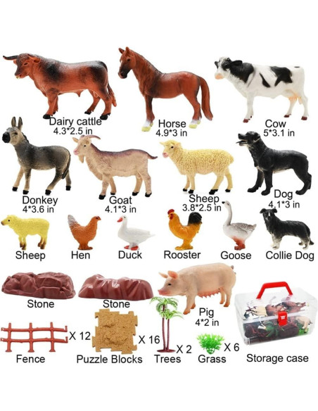 Figuritas de Animales de Granja BOLZRA 53 PCS Juguete Educativo