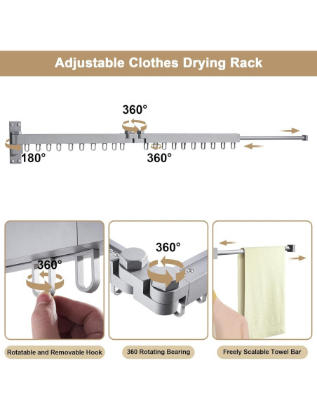 Perchero Plegable para Secar Ropa Bakala 60 cm Plata