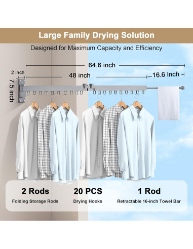 Perchero Plegable para Secar Ropa Bakala 60 cm Plata