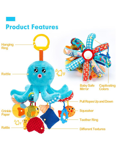 Juguete Sensorial para Bebés Hahaland Octopus 0-6 Meses