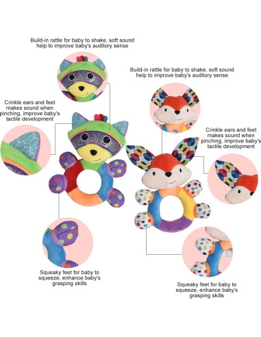 Sonajero de Peluche HAHA Baby Mapache para Bebés 0-12 Meses