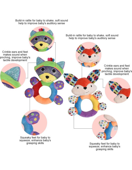 Sonajero de Peluche HAHA Baby Mapache para Bebés 0-12 Meses