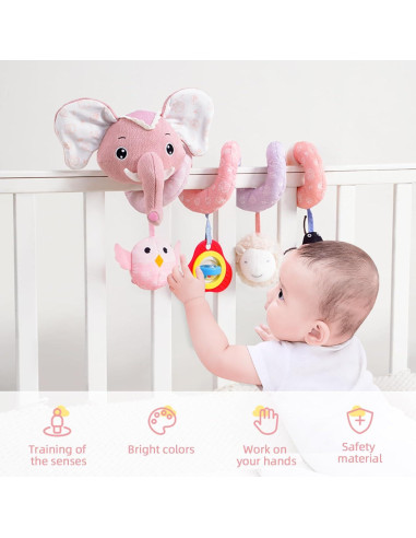 Juguetes para Silla de Auto Koty Elefante Rosa 0-12 Meses