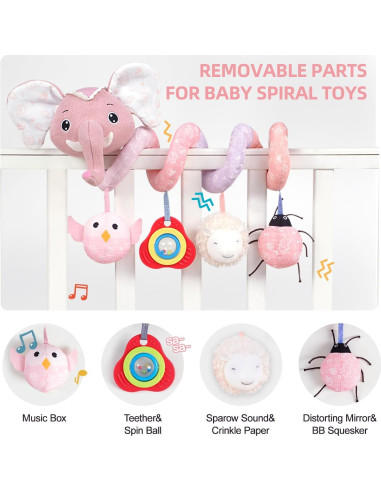 Juguetes para Silla de Auto Koty Elefante Rosa 0-12 Meses