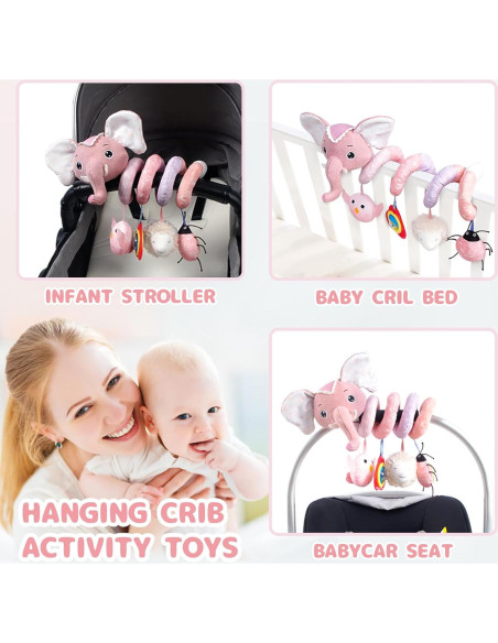 Juguetes para Silla de Auto Koty Elefante Rosa 0-12 Meses