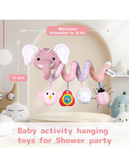 Juguetes para Silla de Auto Koty Elefante Rosa 0-12 Meses