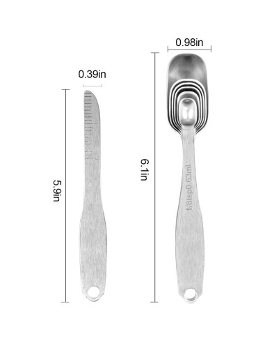 Set de Cucharas Medidoras EDELIN Acero Inoxidable 18/8 6 Piezas