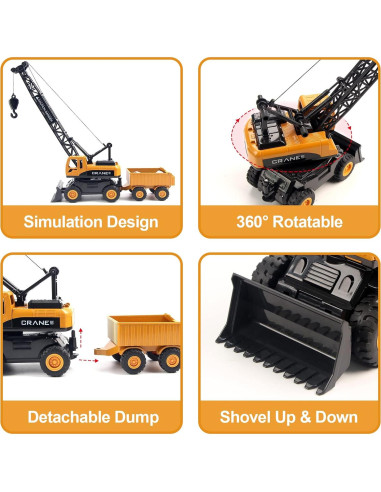 Grúa Juguete de Construcción Jenilily 25x10x30 cm para Niños