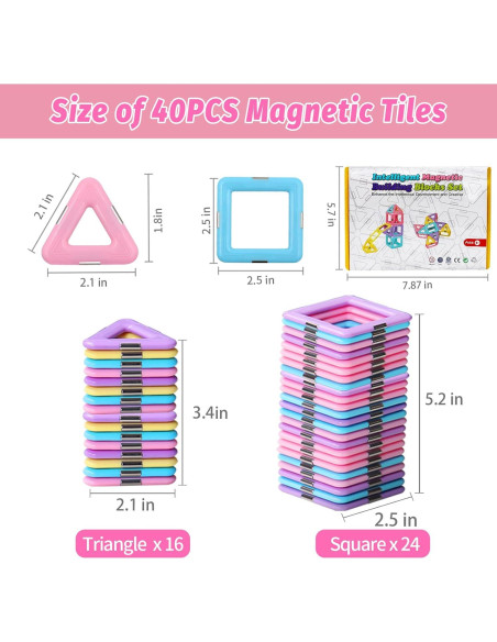 Bloques Magnéticos Tolnetr 40PCS Juguetes Educativos 3+ Años