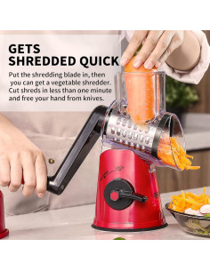 Rallador de Queso Rotatorio 3 en 1 RIGSTNE Rojo 2