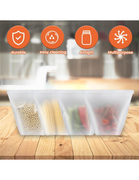 Paquete de 8 Bolsas de Silicona Reutilizables Tzgsonp 30.48x25.4cm