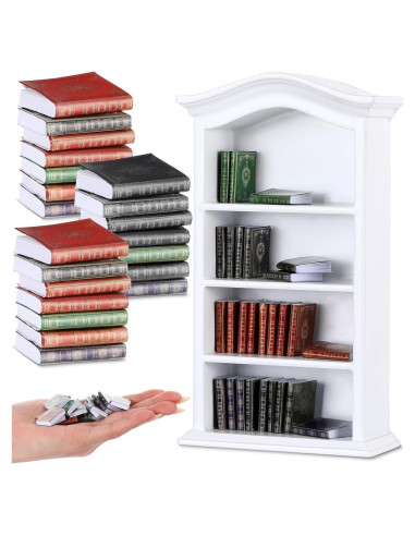 Set Miniaturas Libros y Estante de Madera Poen 27 Pcs
