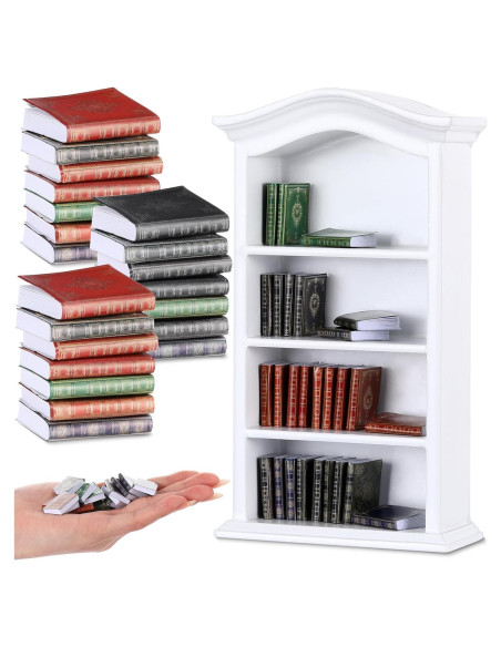 Set Miniaturas Libros y Estante de Madera Poen 27 Pcs