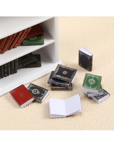 Set Miniaturas Libros y Estante de Madera Poen 27 Pcs
