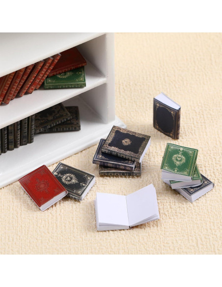 Set Miniaturas Libros y Estante de Madera Poen 27 Pcs