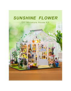 Kit Casa Miniatura DIY PlayOnePlay - Madera con LED 22x19x19cm 2