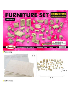 Juego de Muebles Casa de Muñecas 3D Puzzled 185 Piezas 2