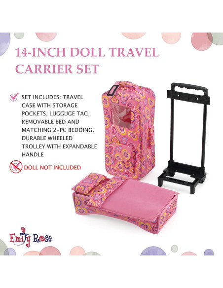 Funda de Viaje Rosa para Muñecas 14 Pulgadas Emily Rose