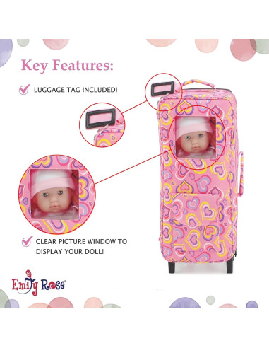 Funda de Viaje Rosa para Muñecas 14 Pulgadas Emily Rose