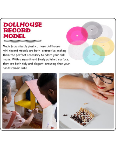 Mini Discos de Vinilo Aboofan 6pcs para Casa de Muñecas 1:12