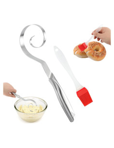 Batidor de Masa Acero Inoxidable LVOERTUIG 26x7.5cm + Brocha Silicona