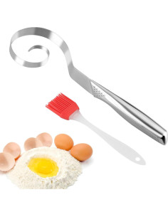 Batidor de Masa Acero Inoxidable LVOERTUIG 26x7.5cm + Brocha Silicona 2