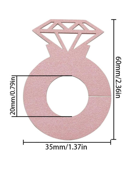 50 Marcadores de Copas de Vino XGNG Anillo Diamante Rosa