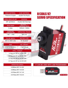 Servo AGFRC B13DLS V2 Digital 17g 0.072s para Coche RC 2
