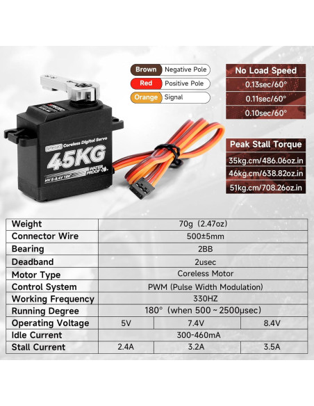 Servo Digital Smraza 45KG 180 a Prueba de Agua para RC
