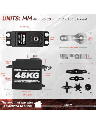 Servo Digital Smraza 45KG 180 a Prueba de Agua para RC