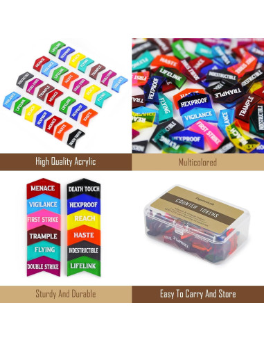 60 Piezas Contadores MTG FIGURESLAB Palabras Clave Coloridos