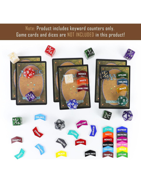 60 Piezas Contadores MTG FIGURESLAB Palabras Clave Coloridos 60 Piezas Contadores MTG FIGURESLAB Palabras Clave Coloridos