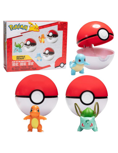 Set de Figuras Clip 'N' Go Pokémon Jazwares - Charmander, Bulbasaur, Squirtle