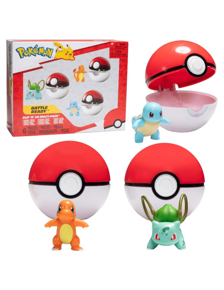 Set de Figuras Clip 'N' Go Pokémon Jazwares - Charmander, Bulbasaur, Squirtle