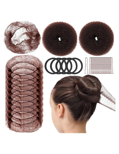 Kit de Moño Teenitor - 2 Moldeadores, 10 Redes, 20 Horquillas, 5 Bandas