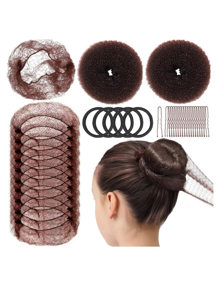 Kit de Moño Teenitor - 2 Moldeadores, 10 Redes, 20 Horquillas, 5 Bandas